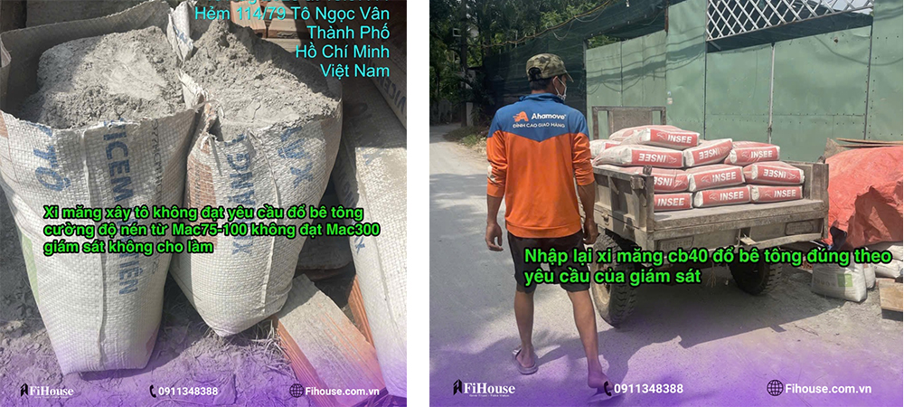 xi măng đổ không đạt chuẩn